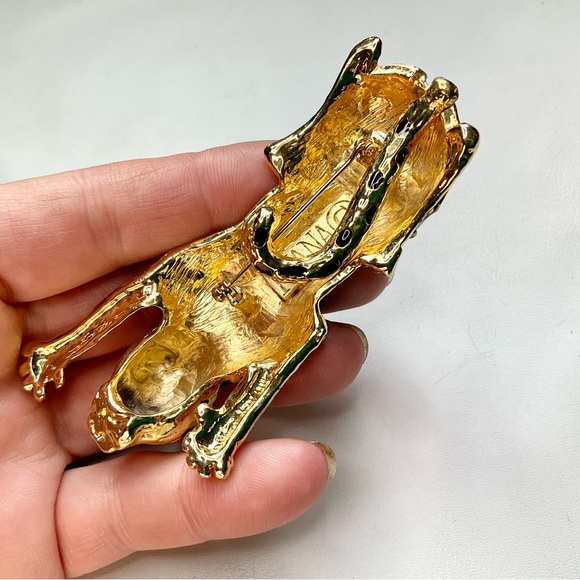 Vtg 90’s IVANA Brooch Leopard Large Piece Rhinestone Eyes - Picture 6 of 9